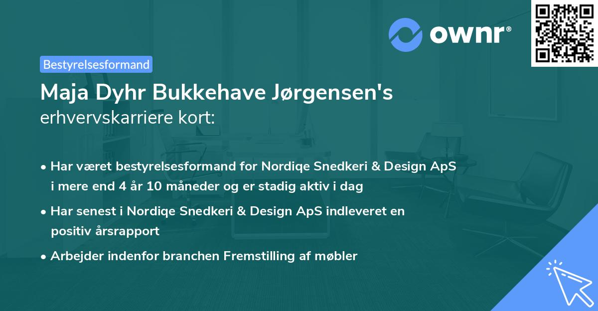 Maja Dyhr Bukkehave Jørgensen's erhvervskarriere kort