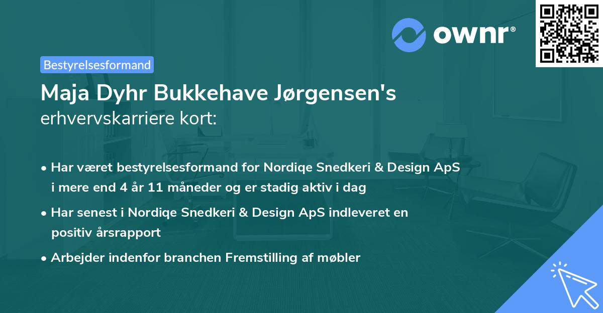 Maja Dyhr Bukkehave Jørgensen's erhvervskarriere kort