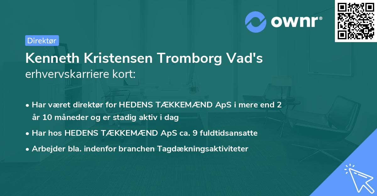 Kenneth Kristensen Tromborg Vad's erhvervskarriere kort