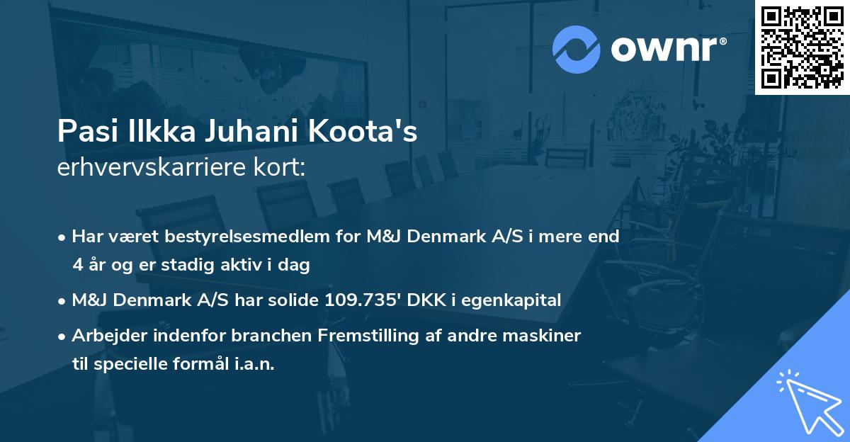 Pasi Ilkka Juhani Koota's erhvervskarriere kort