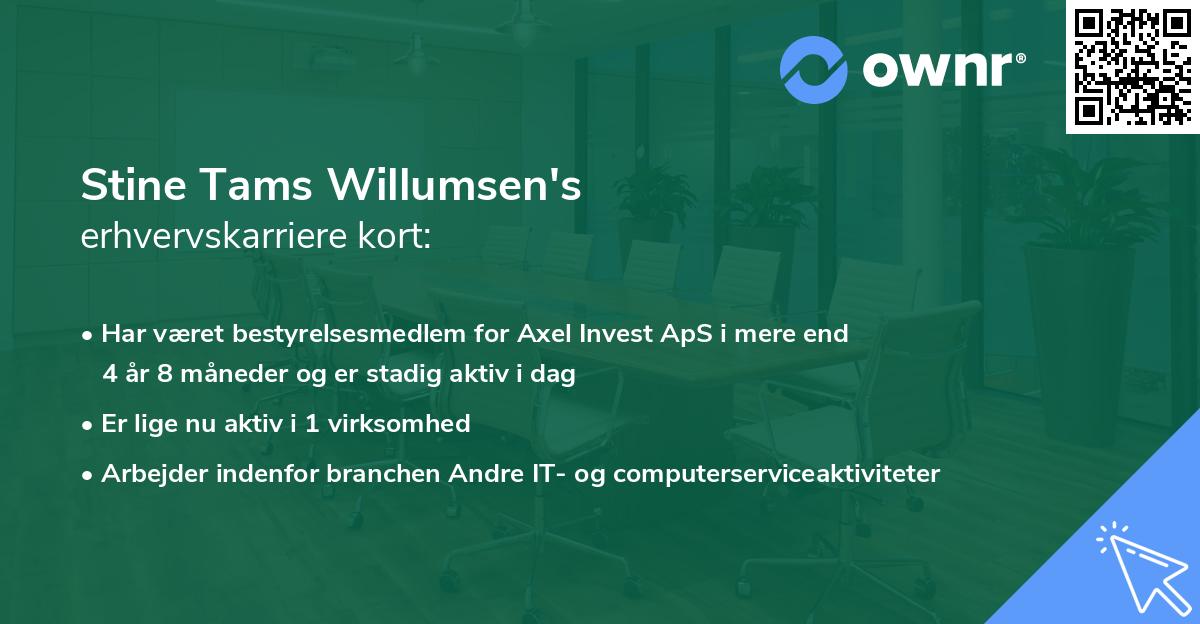 Stine Tams Willumsen's erhvervskarriere kort