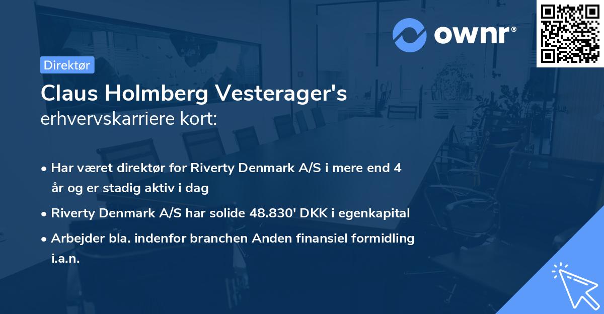 Claus Holmberg Vesterager's erhvervskarriere kort
