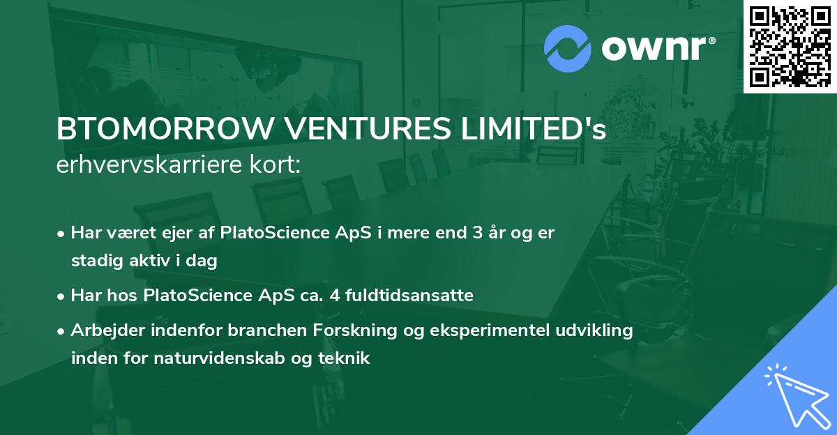 BTOMORROW VENTURES LIMITED's erhvervskarriere kort