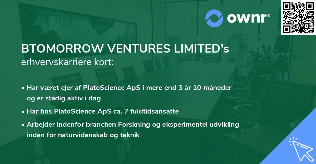 BTOMORROW VENTURES LIMITED's erhvervskarriere kort