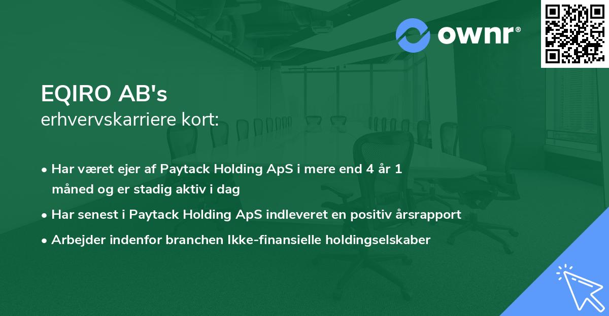 EQIRO AB's erhvervskarriere kort