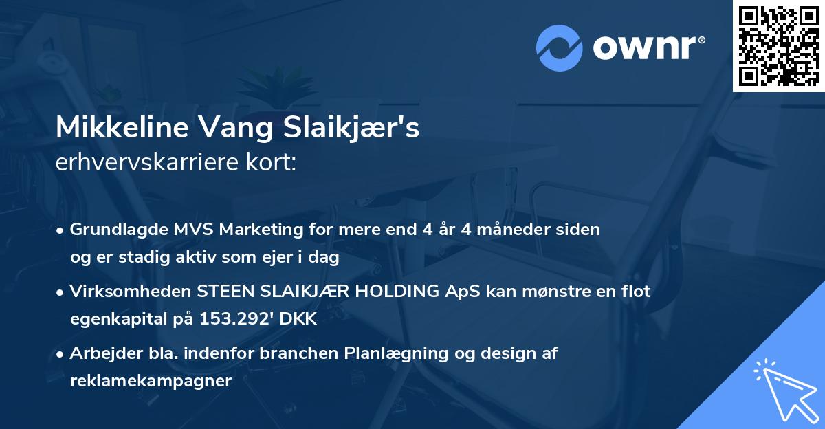 Mikkeline Vang Slaikjær's erhvervskarriere kort