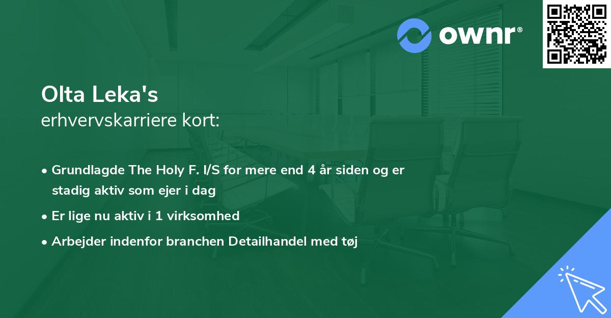 Olta Leka's erhvervskarriere kort