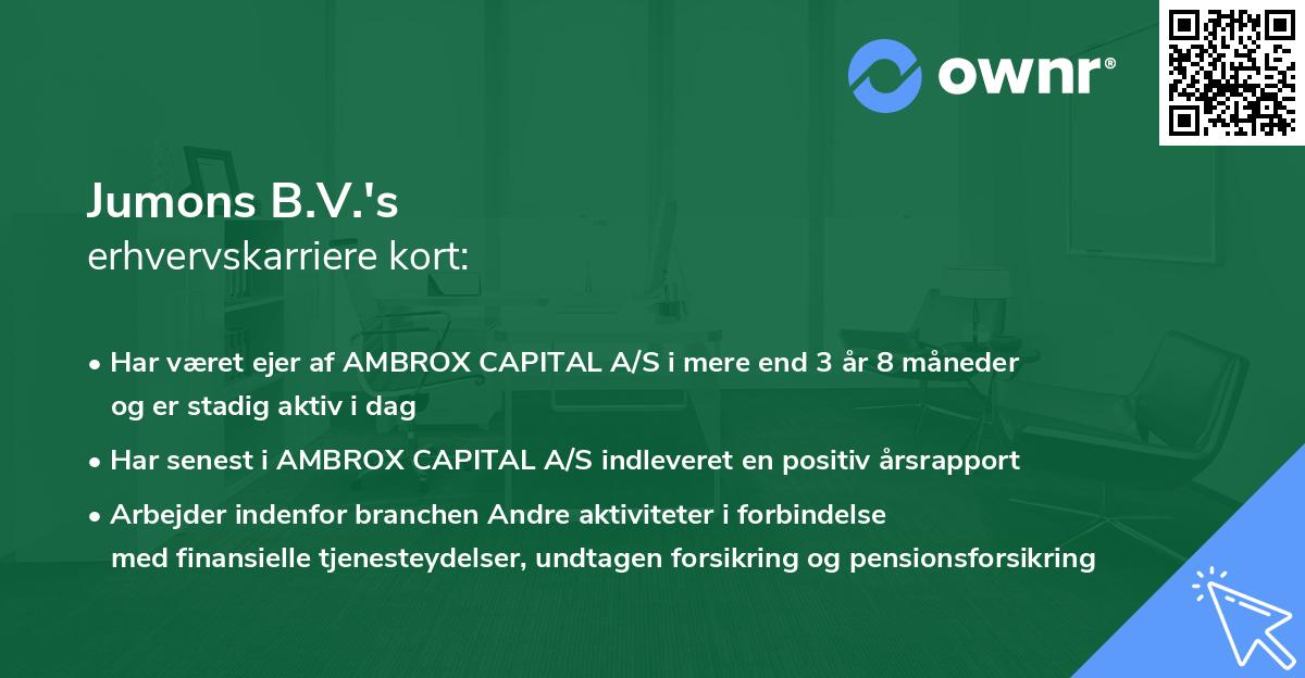 Jumons B.V.'s erhvervskarriere kort