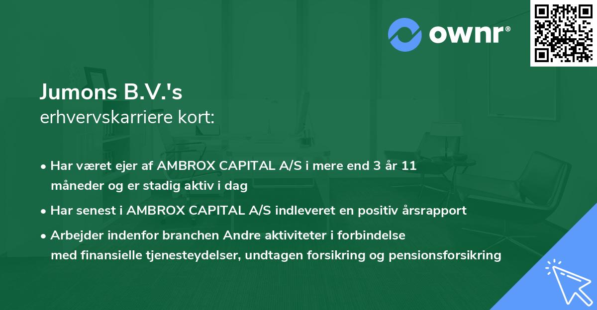 Jumons B.V.'s erhvervskarriere kort