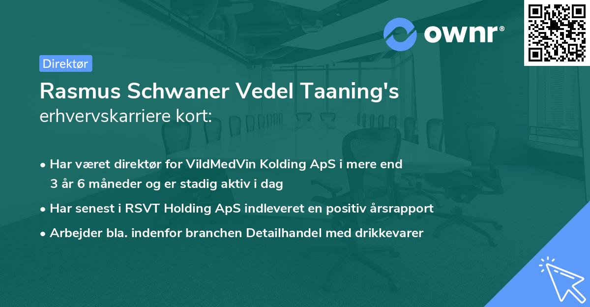 Rasmus Schwaner Vedel Taaning's erhvervskarriere kort