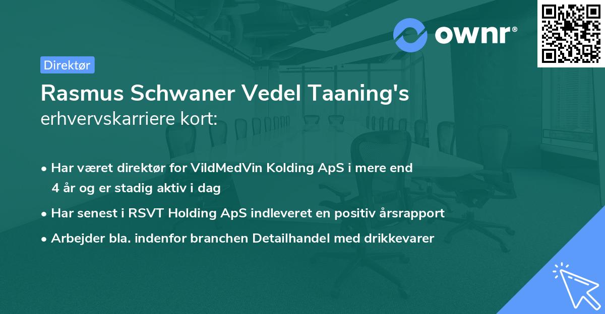 Rasmus Schwaner Vedel Taaning's erhvervskarriere kort