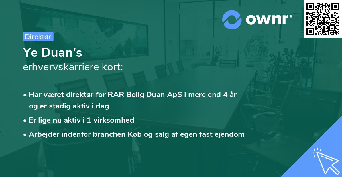 Ye Duan's erhvervskarriere kort