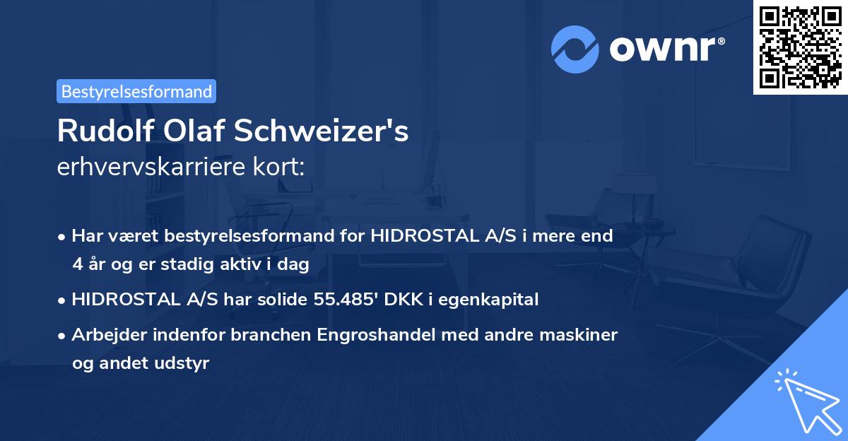 Rudolf Olaf Schweizer's erhvervskarriere kort