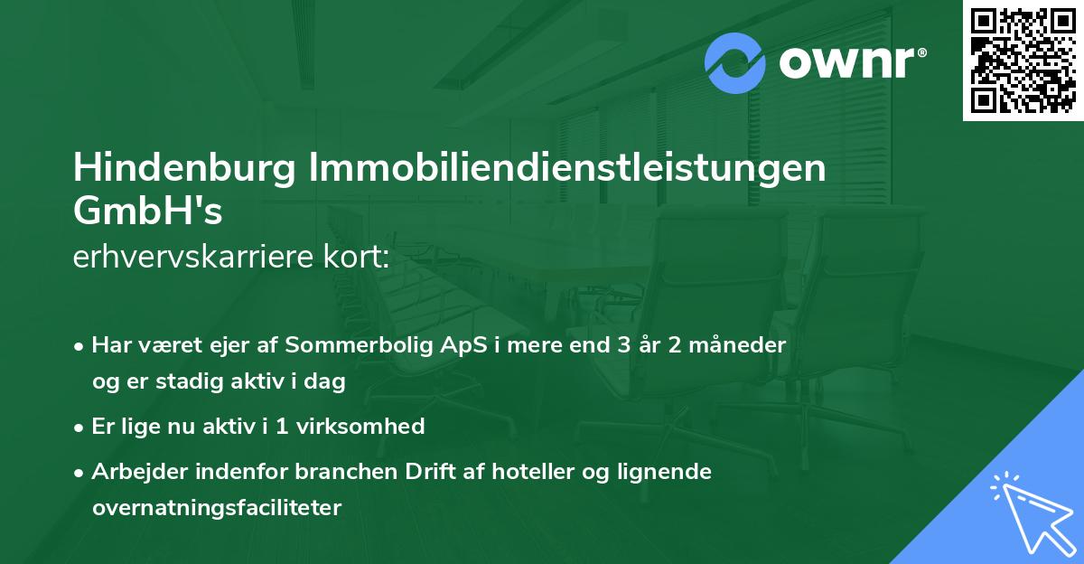 Hindenburg Immobiliendienstleistungen GmbH's erhvervskarriere kort