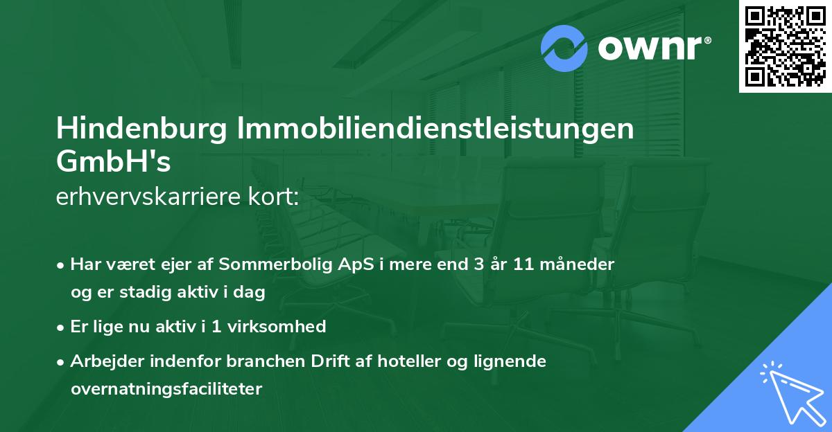 Hindenburg Immobiliendienstleistungen GmbH's erhvervskarriere kort