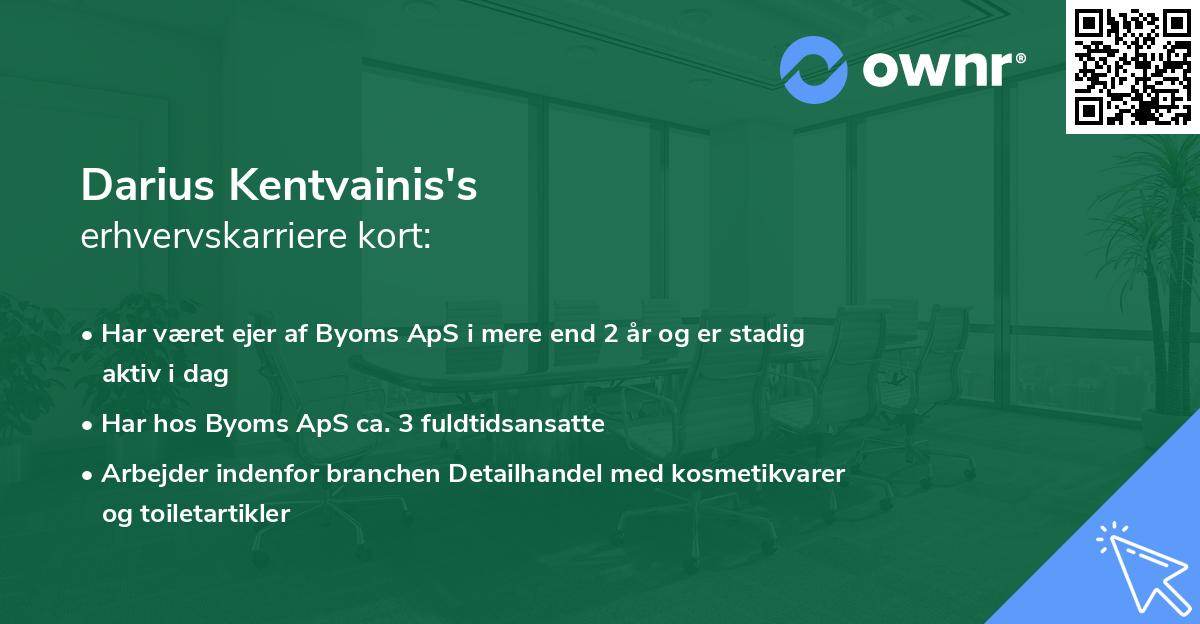Darius Kentvainis's erhvervskarriere kort