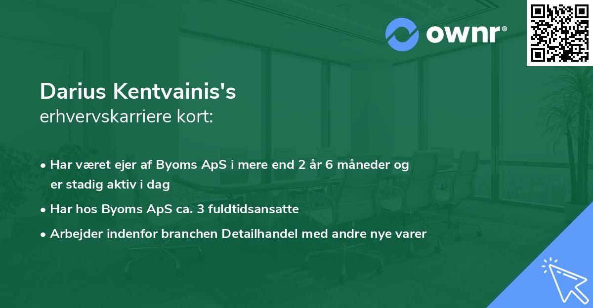 Darius Kentvainis's erhvervskarriere kort