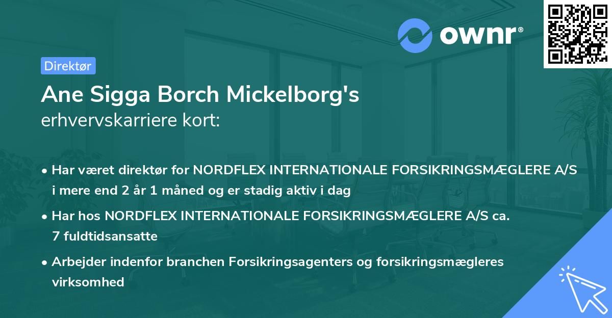 Ane Sigga Borch Mickelborg's erhvervskarriere kort