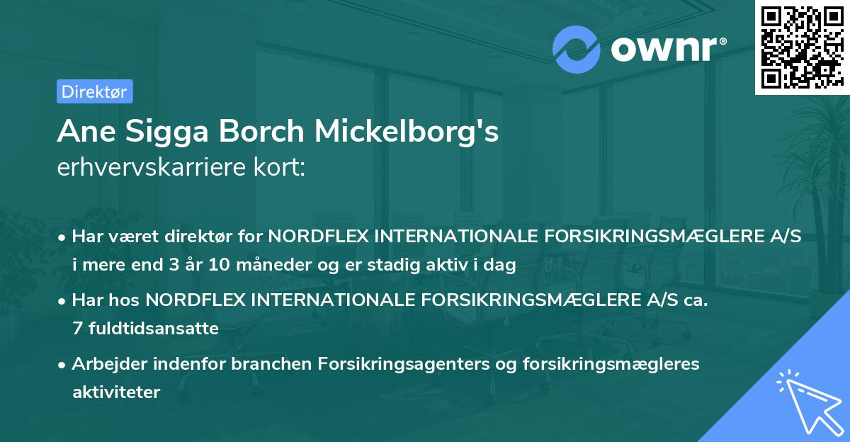 Ane Sigga Borch Mickelborg's erhvervskarriere kort