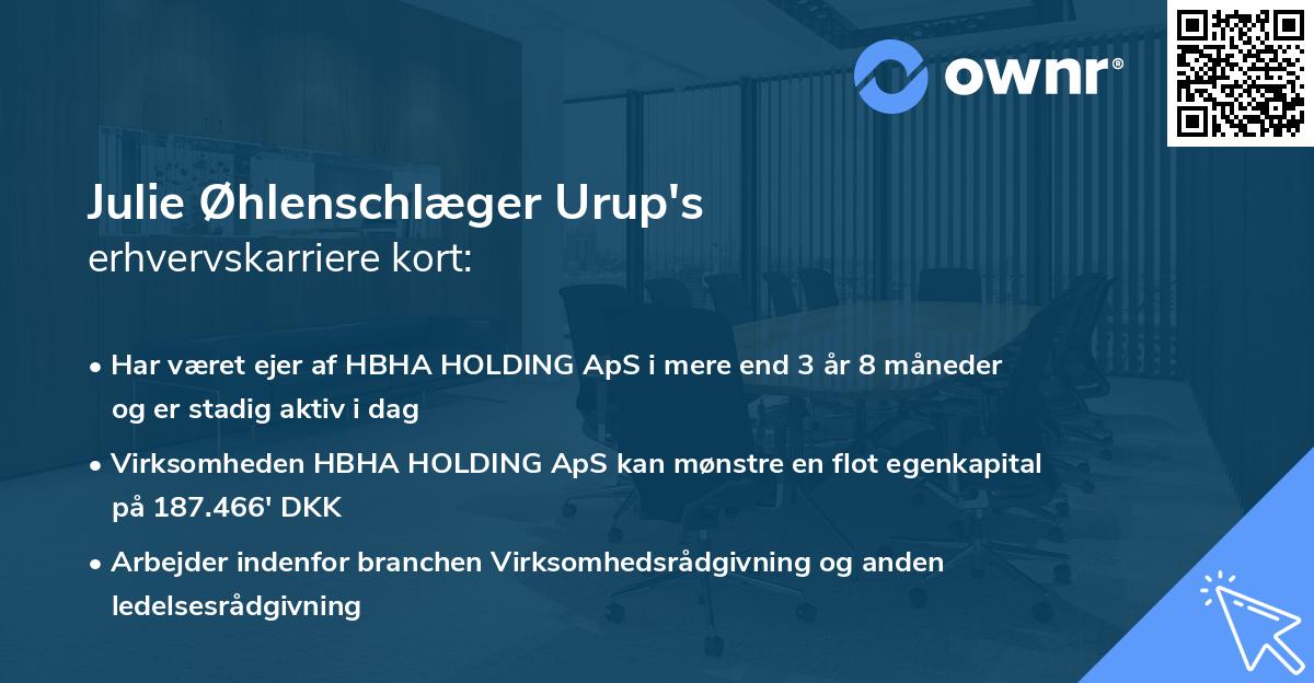 Julie Øhlenschlæger Urup's erhvervskarriere kort