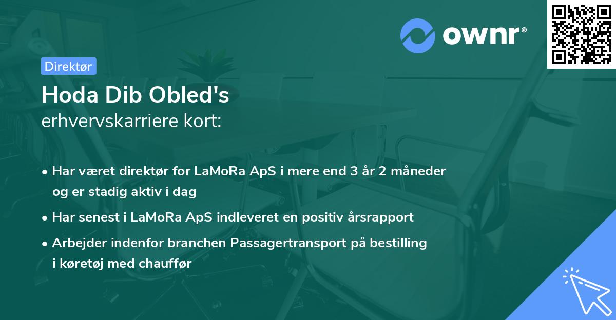 Hoda Dib Obled's erhvervskarriere kort