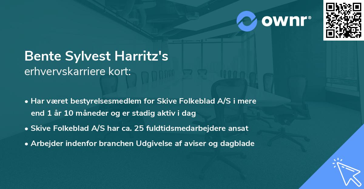 Bente Sylvest Harritz's erhvervskarriere kort