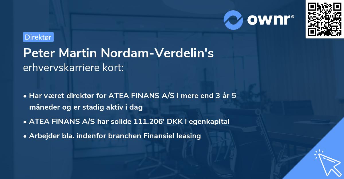 Peter Martin Nordam-Verdelin's erhvervskarriere kort
