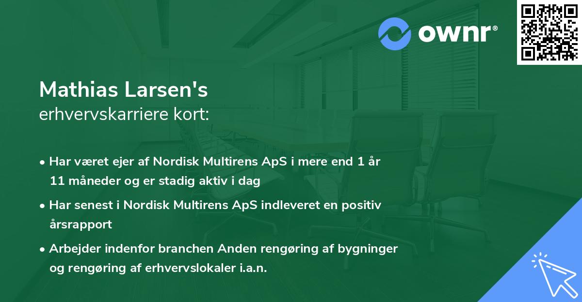 Mathias Larsen's erhvervskarriere kort