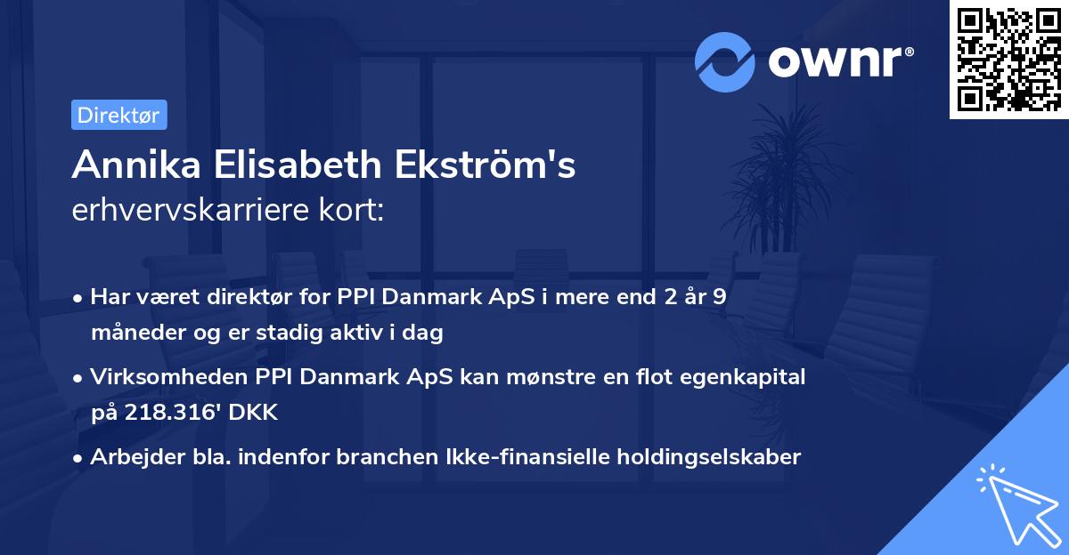 Annika Elisabeth Ekström's erhvervskarriere kort