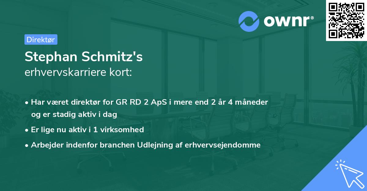 Stephan Schmitz's erhvervskarriere kort