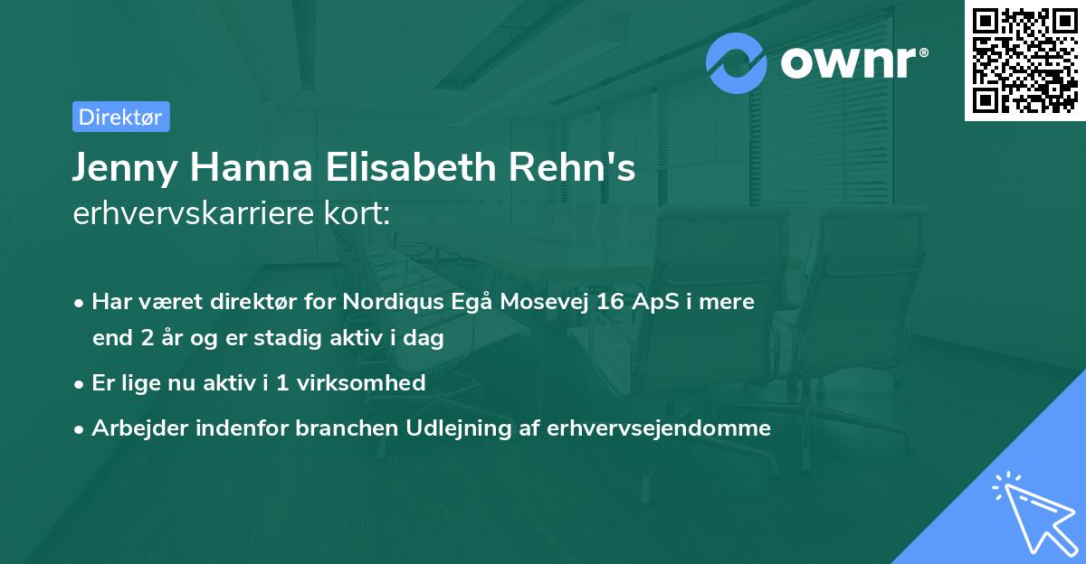 Jenny Hanna Elisabeth Rehn's erhvervskarriere kort