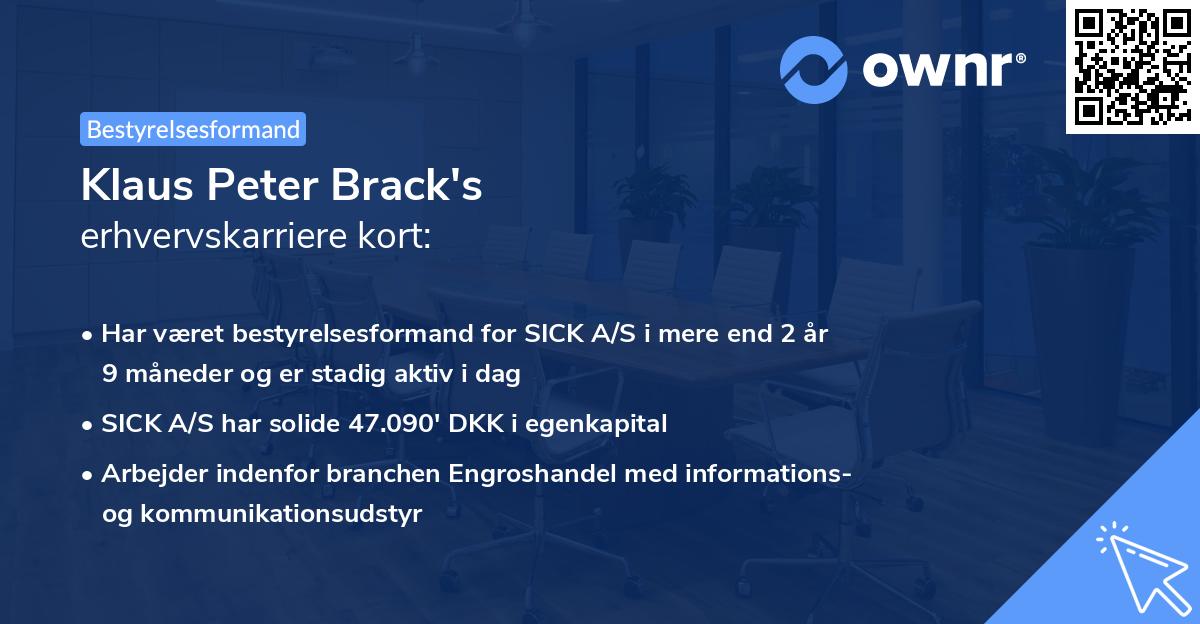 Klaus Peter Brack's erhvervskarriere kort