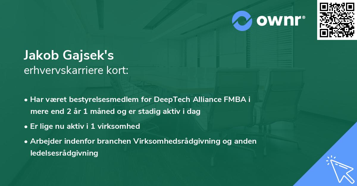 Jakob Gajsek's erhvervskarriere kort