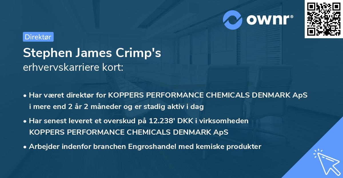 Stephen James Crimp's erhvervskarriere kort