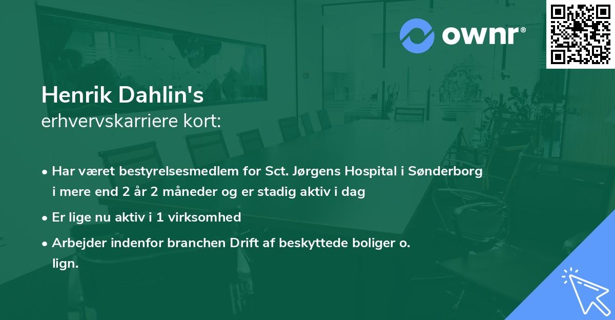 Henrik Dahlin's erhvervskarriere kort