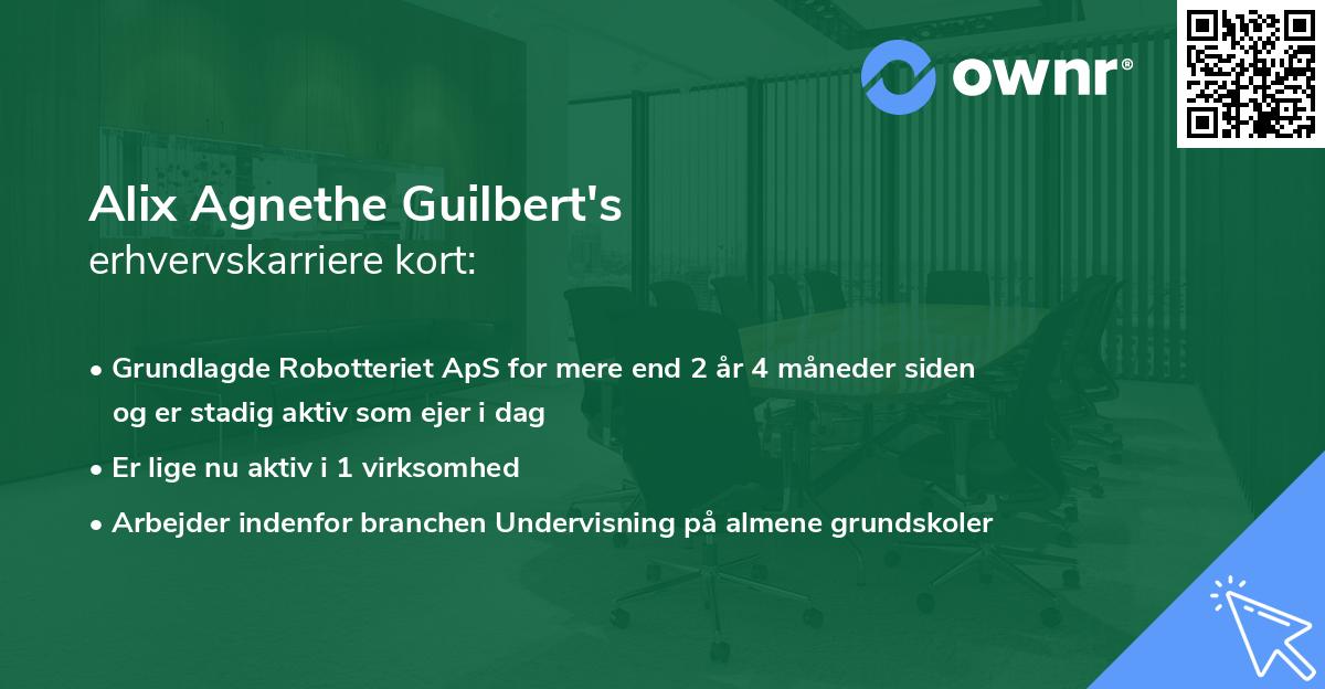 Alix Agnethe Guilbert's erhvervskarriere kort
