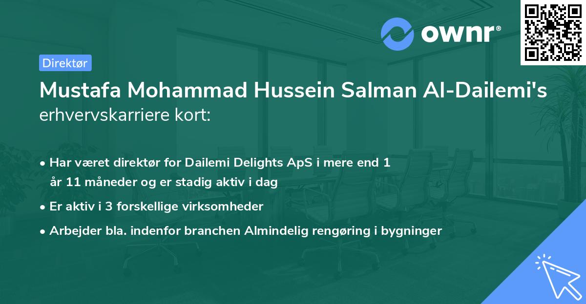 Mustafa Mohammad Hussein Salman Al-Dailemi's erhvervskarriere kort