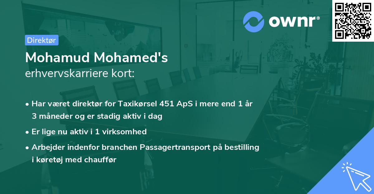 Mohamud Mohamed's erhvervskarriere kort
