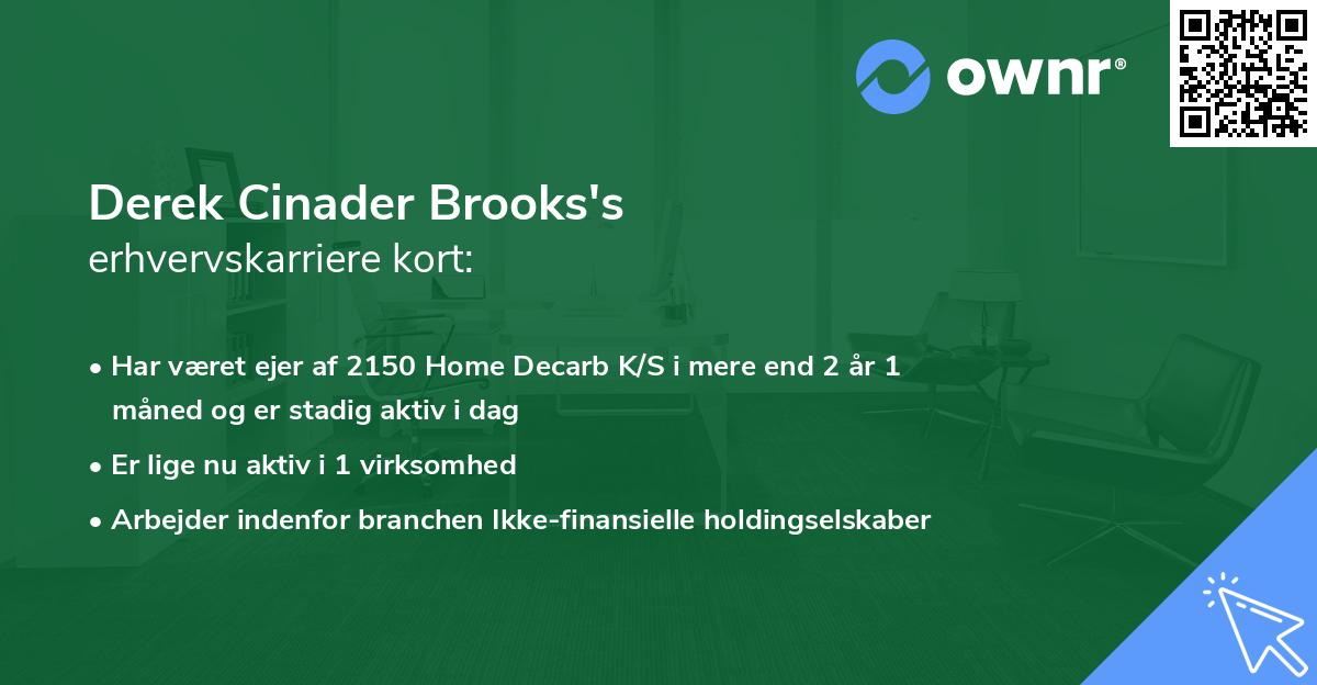 Derek Cinader Brooks's erhvervskarriere kort