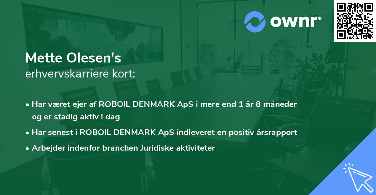 Mette Olesen's erhvervskarriere kort