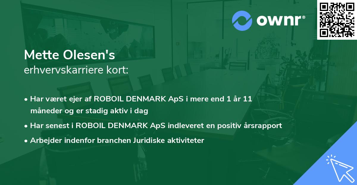 Mette Olesen's erhvervskarriere kort