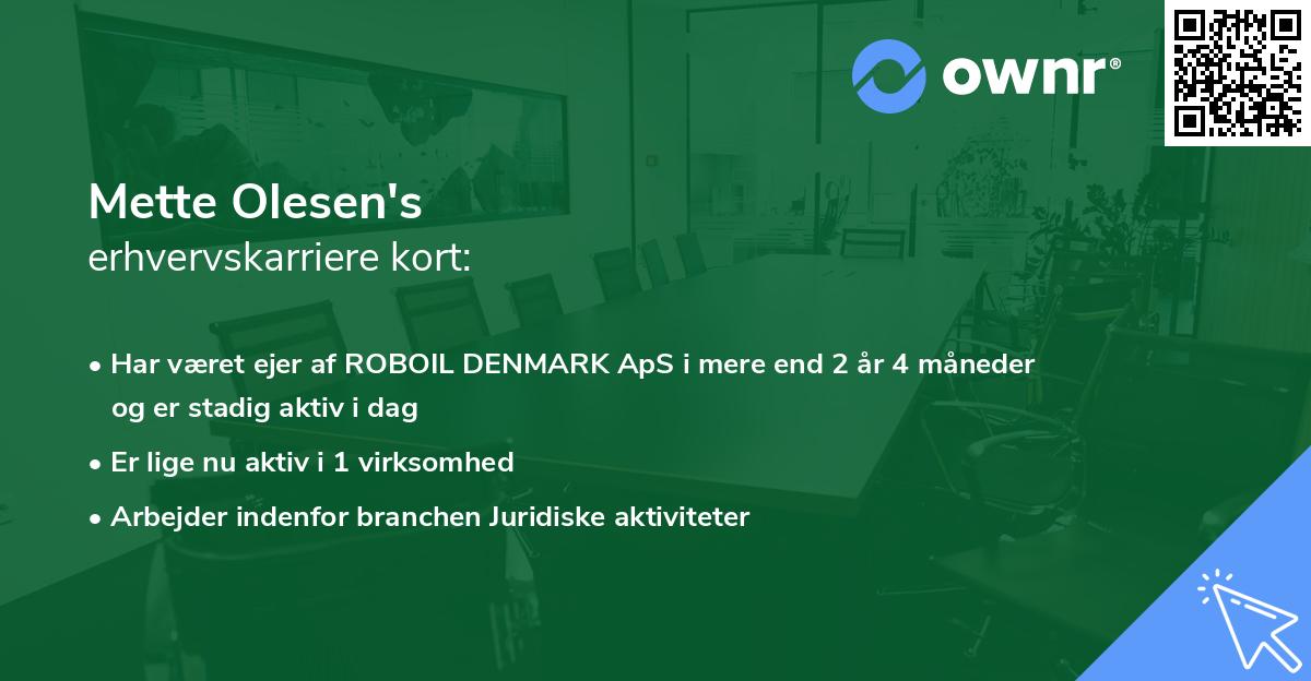 Mette Olesen's erhvervskarriere kort
