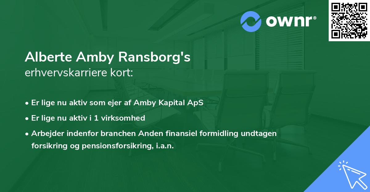 Alberte Amby Ransborg's erhvervskarriere kort