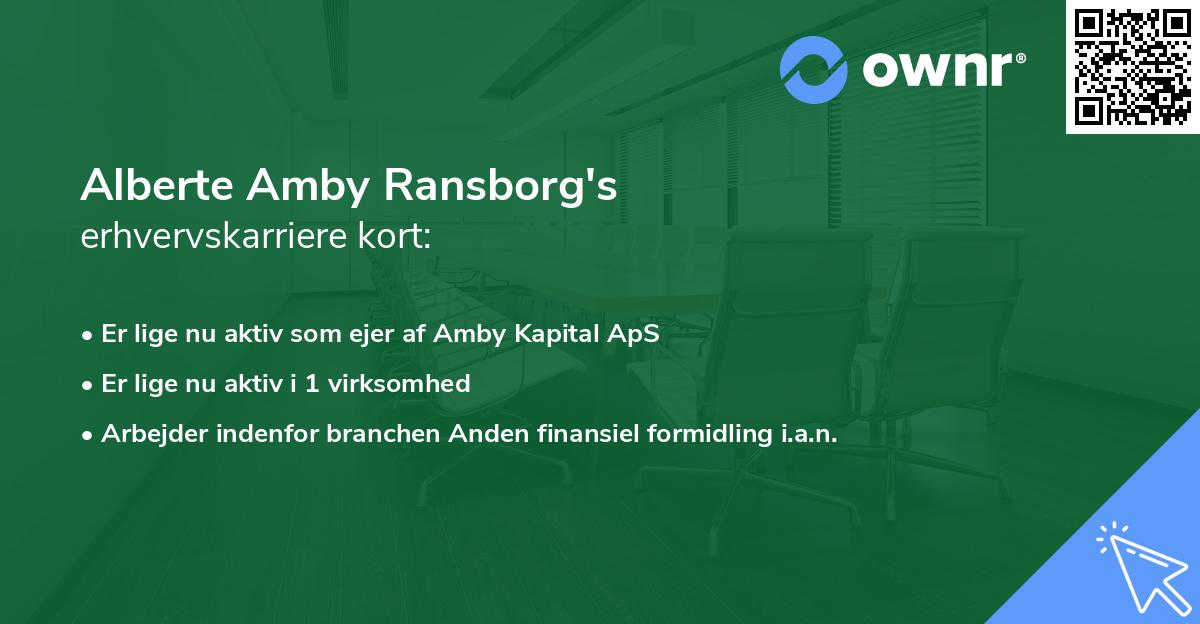 Alberte Amby Ransborg's erhvervskarriere kort