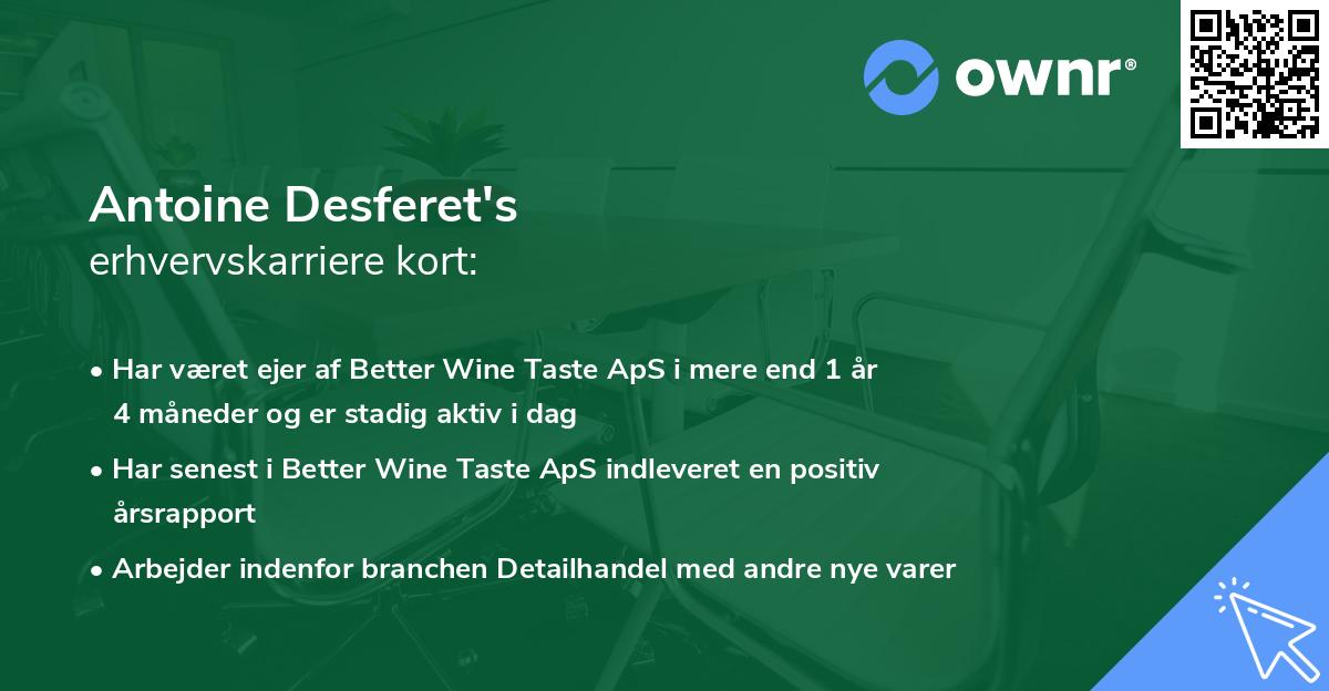 Antoine Desferet's erhvervskarriere kort
