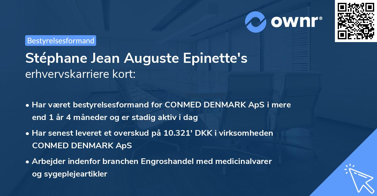 Stéphane Jean Auguste Epinette's erhvervskarriere kort