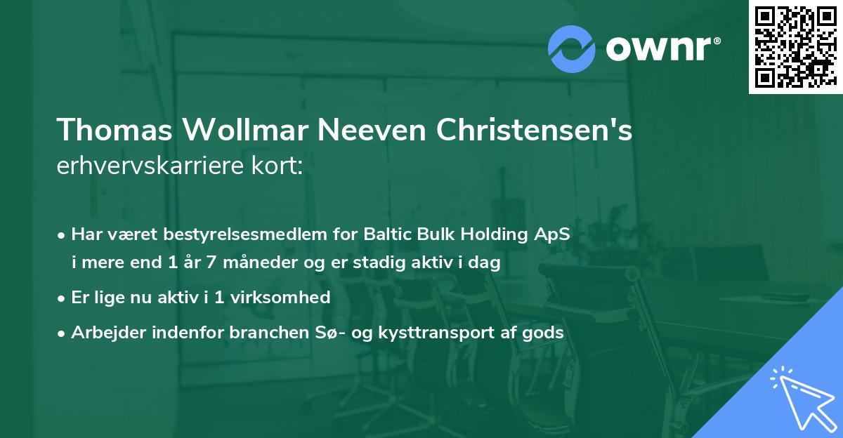 Thomas Wollmar Neeven Christensen's erhvervskarriere kort