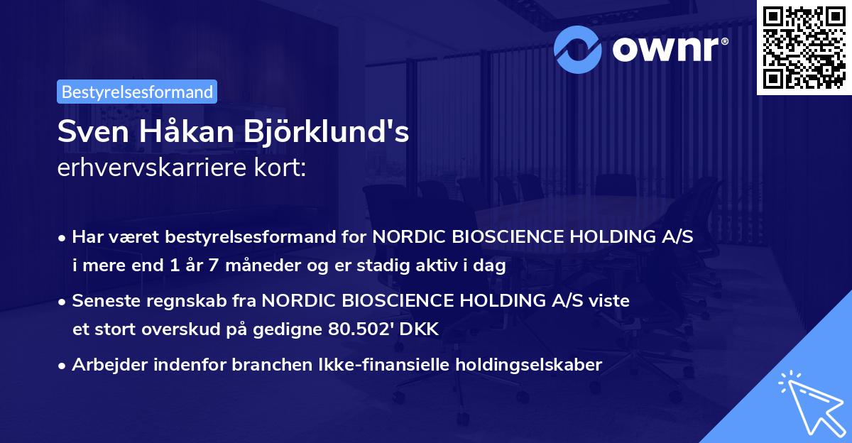 Sven Håkan Björklund's erhvervskarriere kort