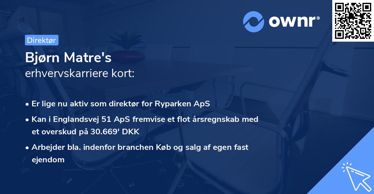 Bjørn Matre's erhvervskarriere kort