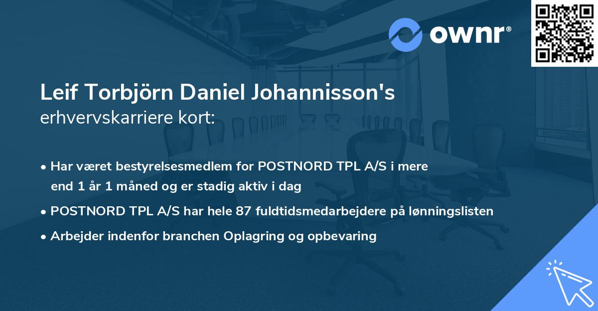 Leif Torbjörn Daniel Johannisson's erhvervskarriere kort